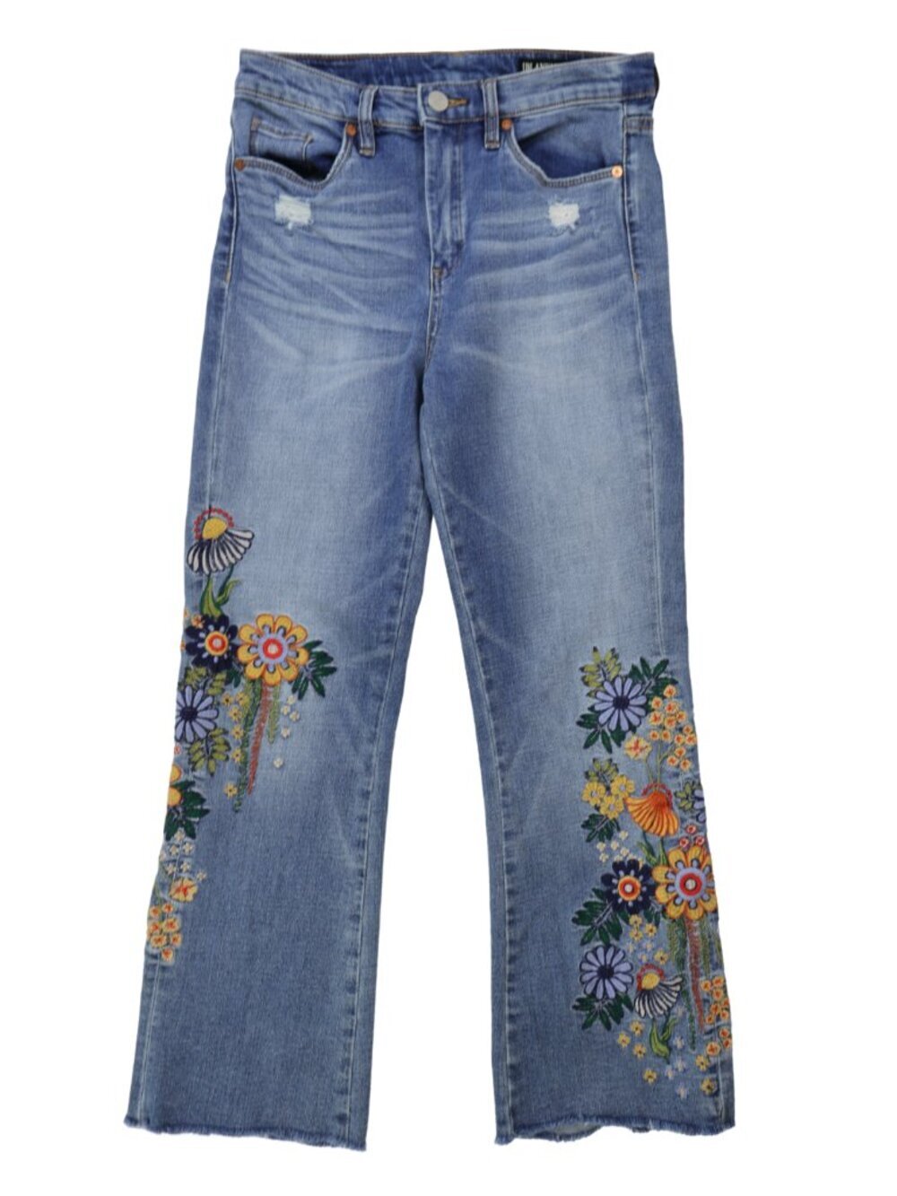 BlankNYC Great Jones Floral Embroidered Crop Jeans Size 27